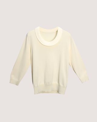 SCOOP NECK KNIT TOP - PEARL