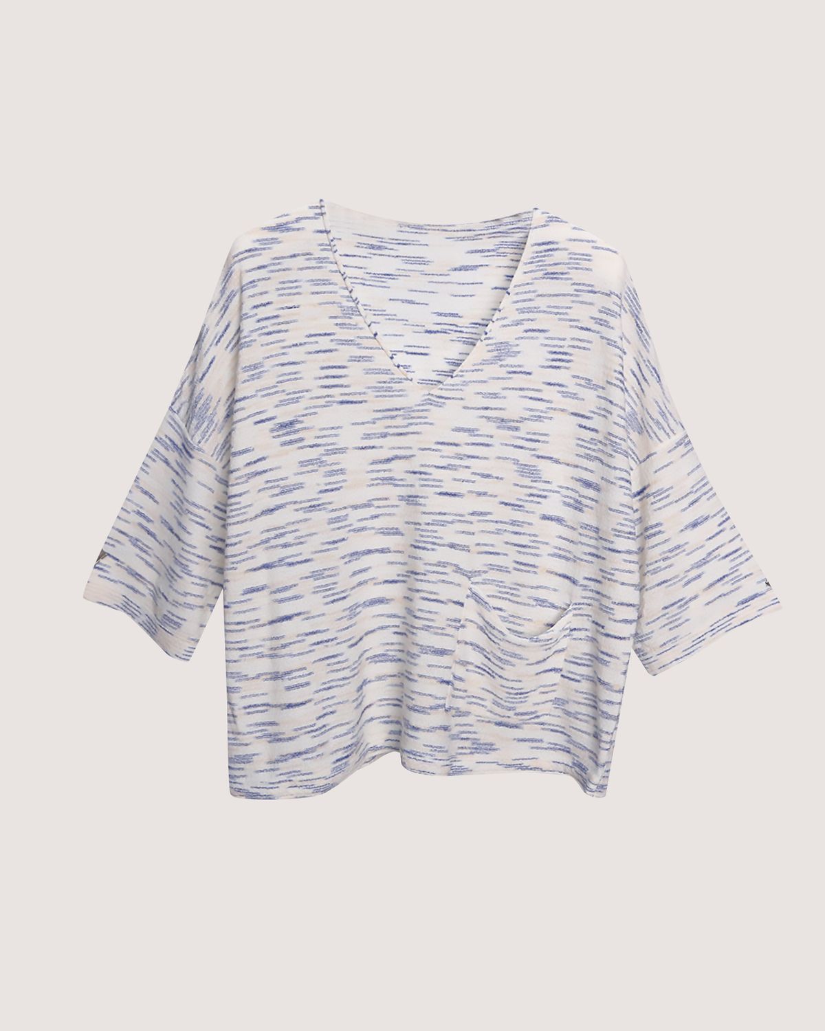 HEATHER PATCH POCKET KNIT TOP - SKY