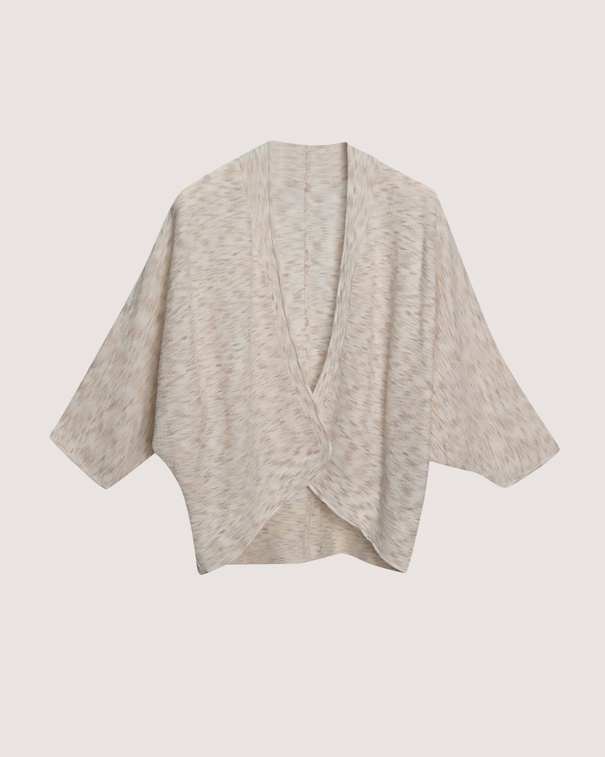 HEATHER GEOMETRIC KNIT CARDIGAN - PALE PINK MIX