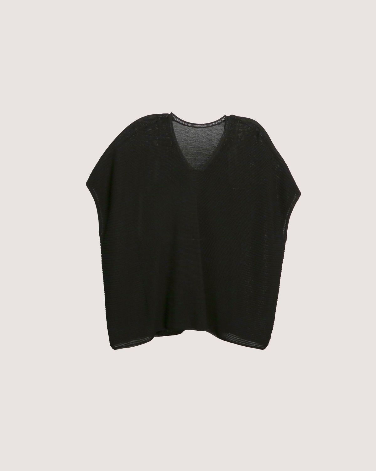 RIPPLE STITCH BOXY TOP - BLACK