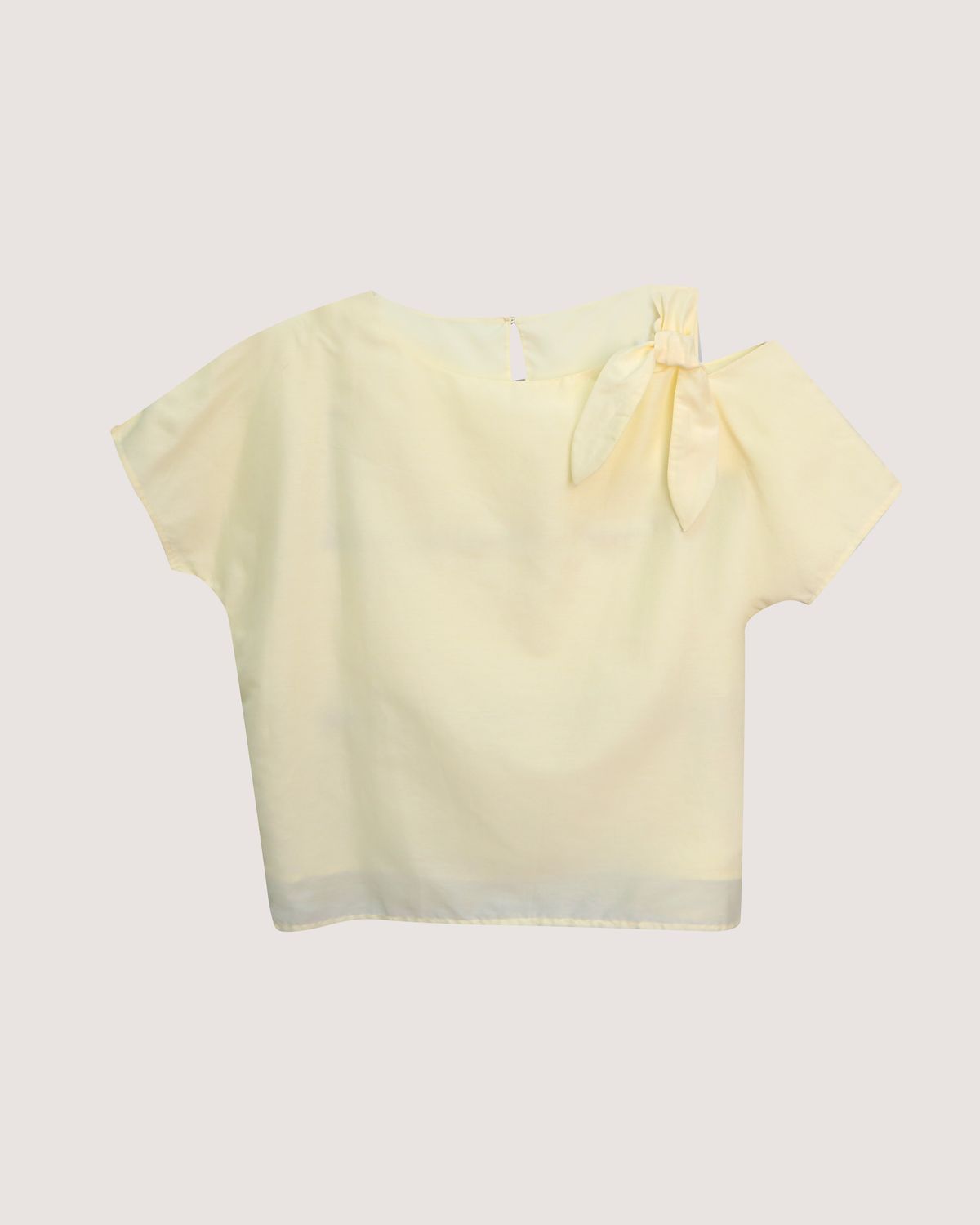 SILK COTTON LAWN SHOULDER KNOT BLOUSE - LIMELIGHT