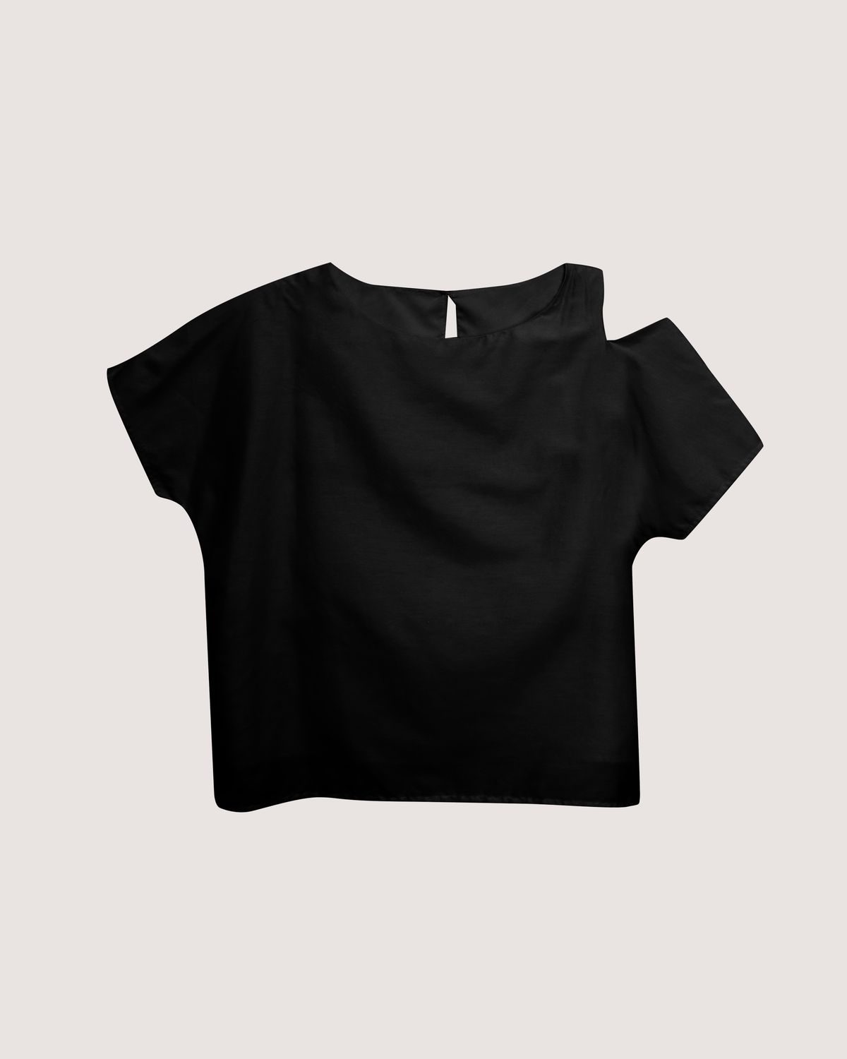 SILK COTTON LAWN SHOULDER KNOT BLOUSE - BLACK