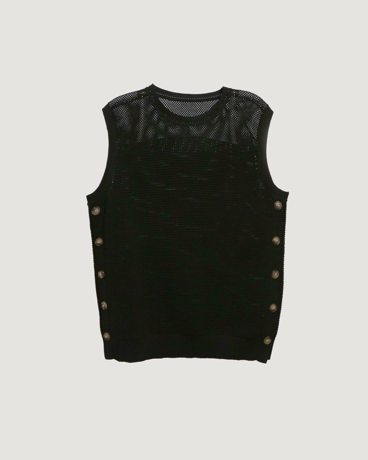 OPENWORK KNITTED TANK TOP - BLACK