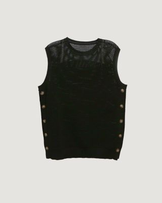 OPENWORK KNITTED TANK TOP - BLACK