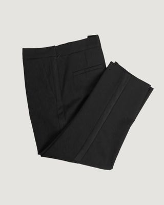 ORGANZA SIDE TAPE CAPRI PANTS - BLACK