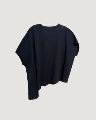 ASYMMETRICAL GEOMETRIC TOP - NAVY