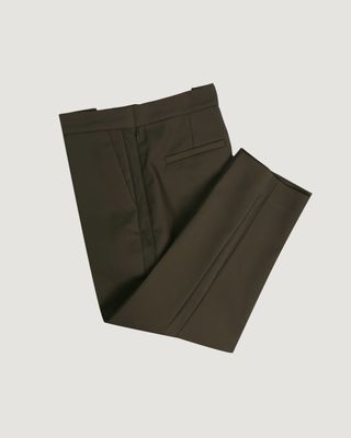 ORGANZA SIDE TAPE CAPRI PANTS - WALNUT