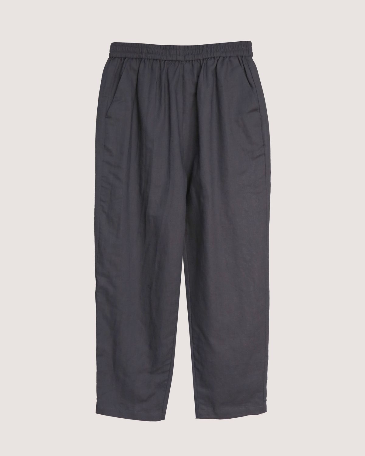 LINEN-BLEND TAPERED CAPRI - LAVENDAR GREY