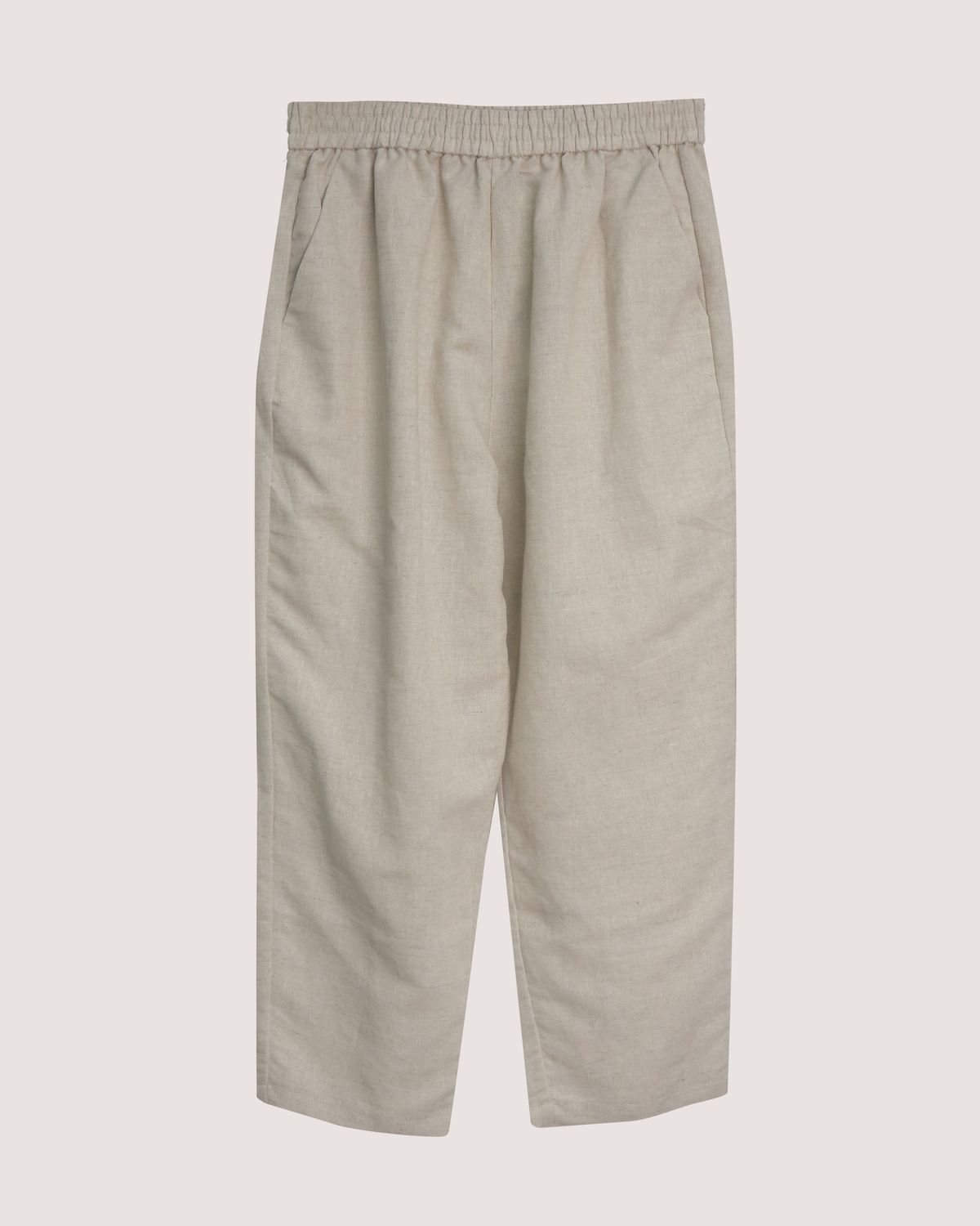 LINEN-BLEND TAPERED CAPRI - OATMEAL