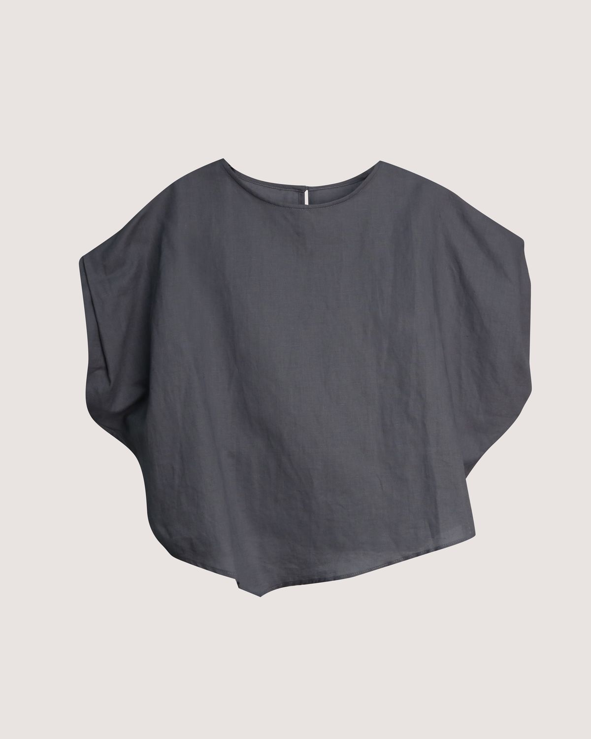 LINEN-BLEND CAP SLEEVES TOP - LAVENDAR GREY
