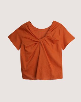 LINEN-BLEND KNOT TOP - BLUSH