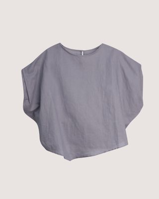 LINEN-BLEND CAP SLEEVES TOP - TARO
