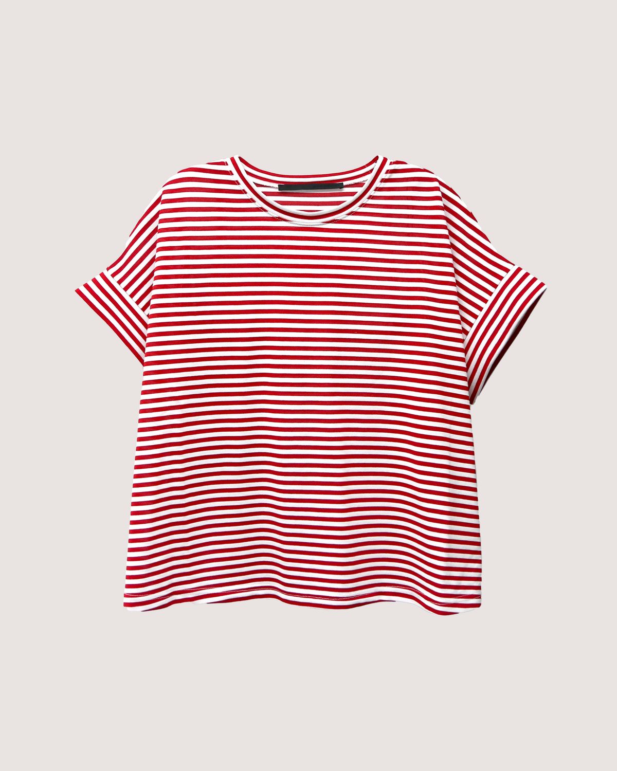 NAUTICAL PIQUE OVERSIZED TOP - SCARLET/ EGGSHELL (STRIPE)
