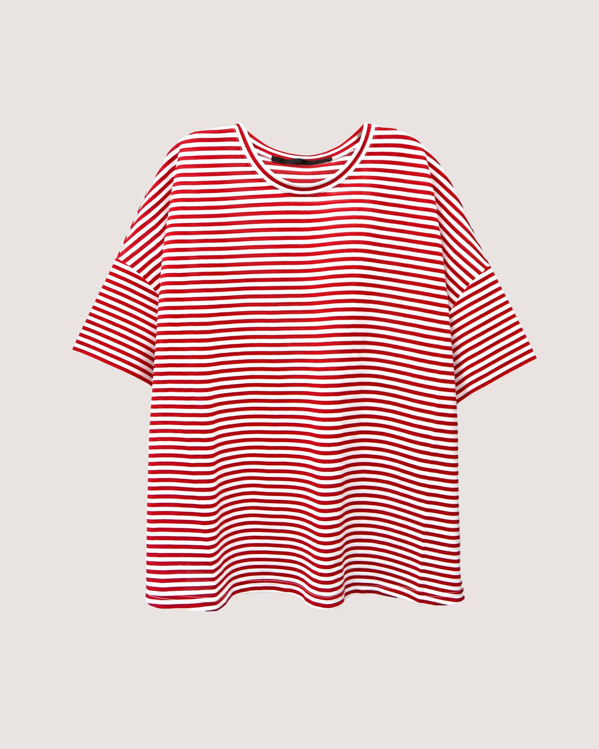 NAUTICAL PIQUE SHORT SLEEVES TOP - SCARLET/ EGGSHELL (STRIPE)
