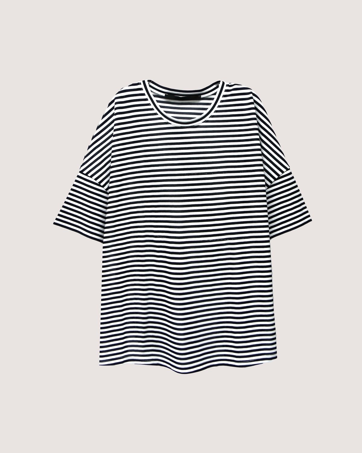 NAUTICAL PIQUE SHORT SLEEVES TOP - WHITE/ BLACK (STRIPE)
