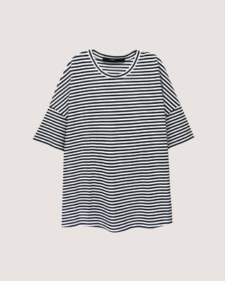 NAUTICAL PIQUE SHORT SLEEVES TOP - WHITE/ BLACK (STRIPE)