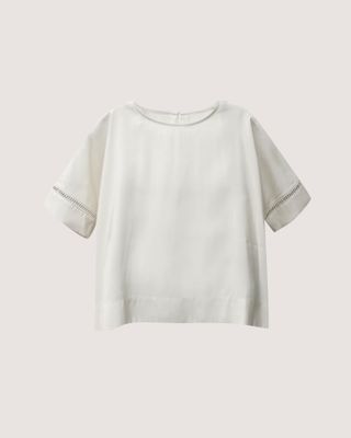 EYELET TRIM TOP - CHALK