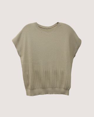 OVERSIZE RIB TOP - PEBBLE