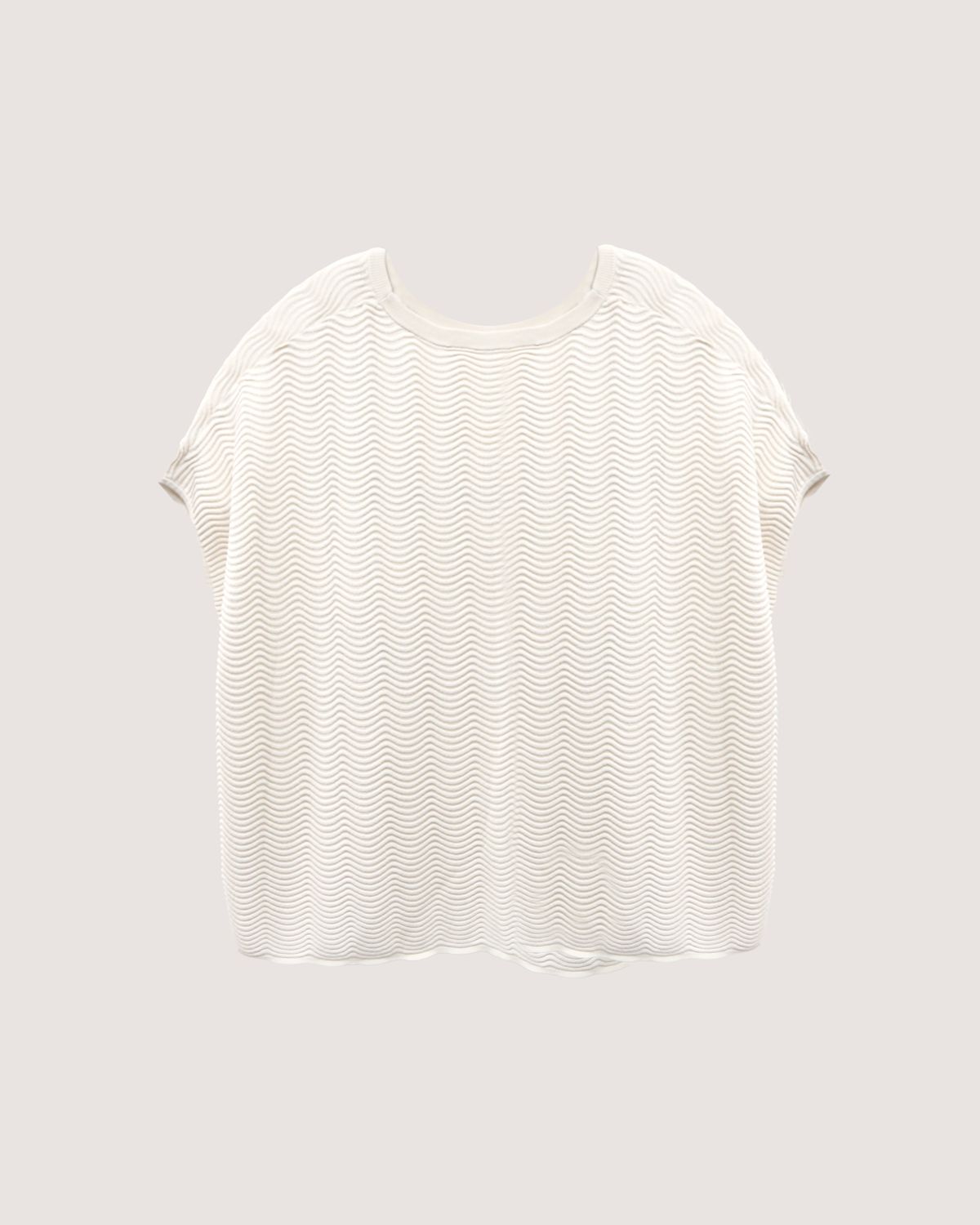 WAVY KNIT BOXY TOP - IVORY