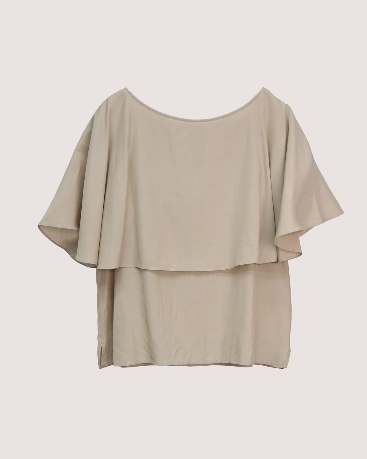 CAPE LAYER BLOUSE - TAUPE