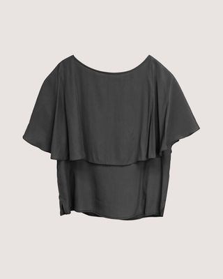 CAPE LAYER BLOUSE - BLACK