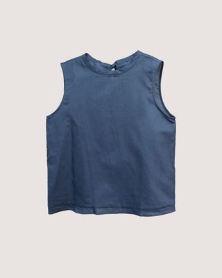 BACK TIE TANK TOP - FRENCH BLUE BACK TIE TANK TOP - FRENCH BLUE
