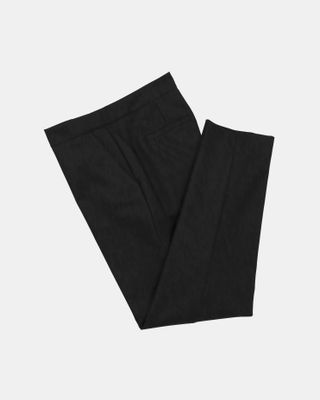 CURVED HEM TAPERED PANTS - BLACK/PEBBLE