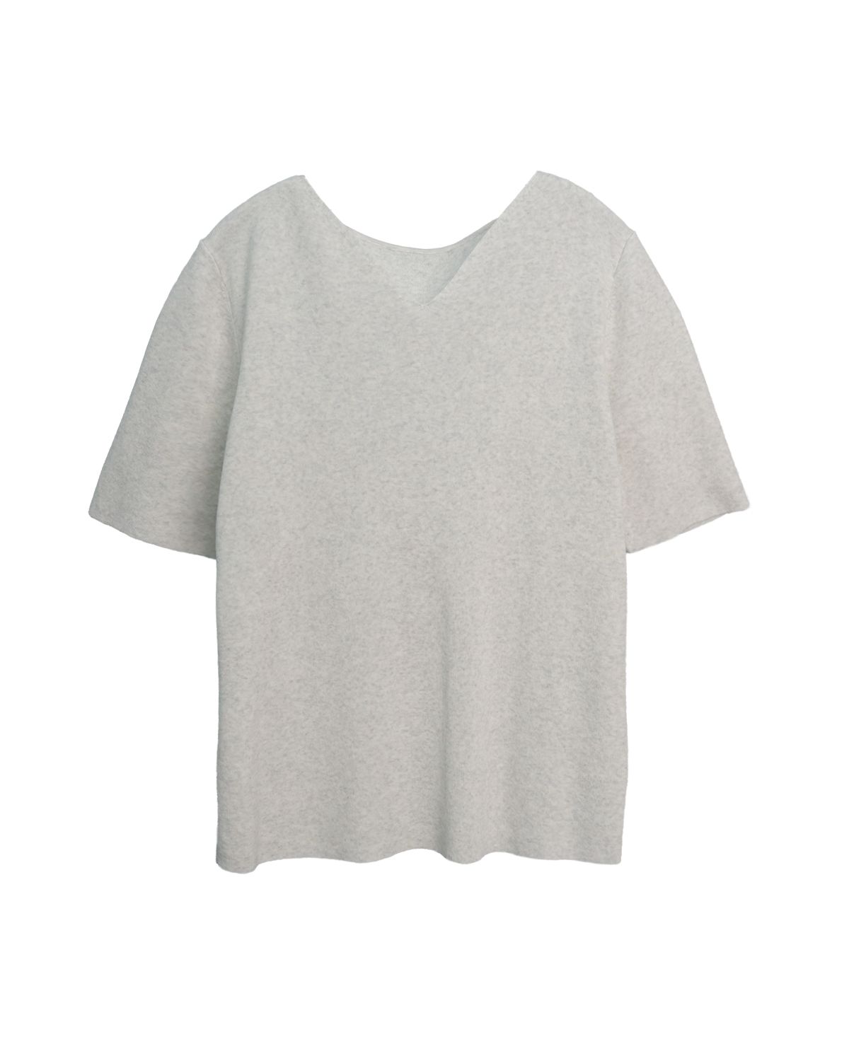 V NECK SHORT SLEEVE TOP - OATMEAL