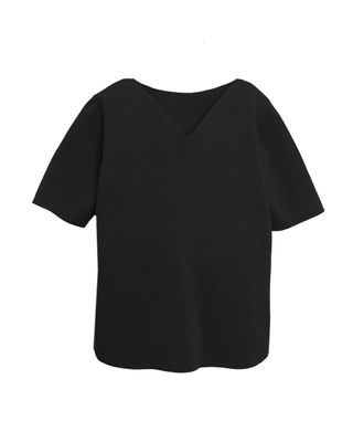 V NECK SHORT SLEEVE TOP - BLACK