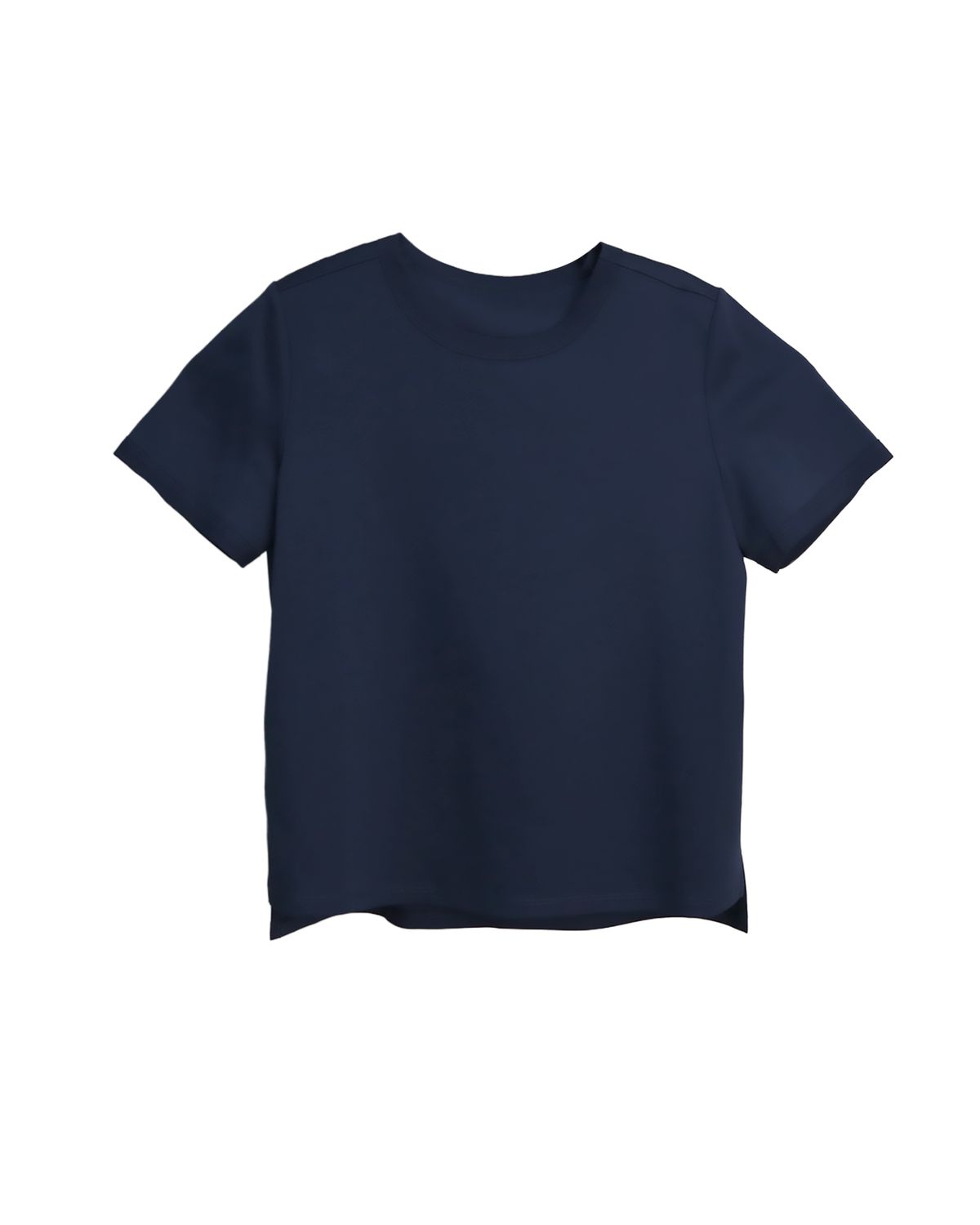 MESH TRIM CREW NECK T-SHIRT - DENIM