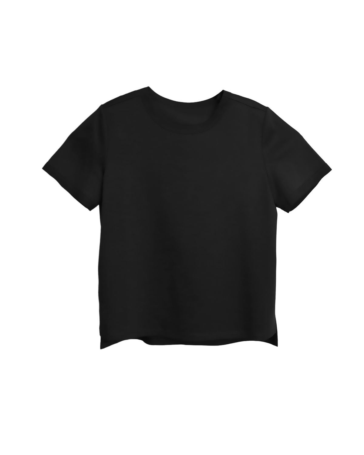 MESH TRIM CREW NECK T-SHIRT - BLACK