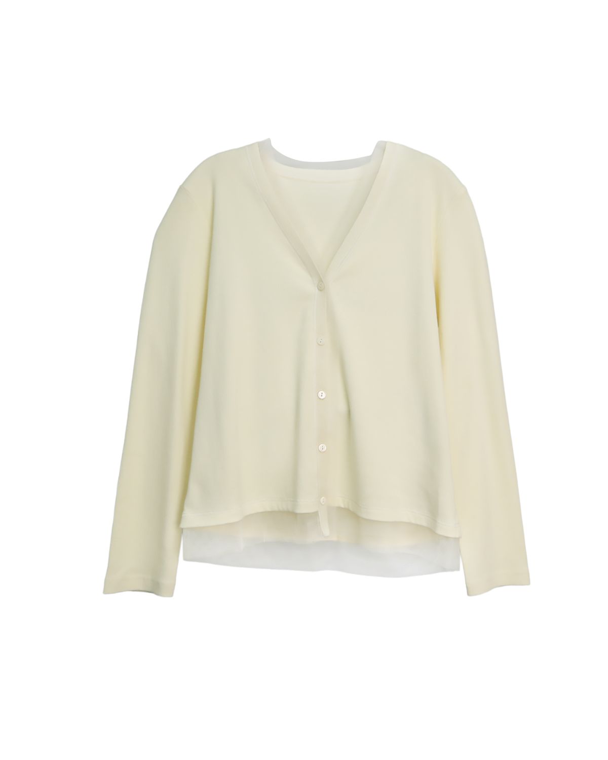 MESH TRIM CARDIGAN - LEMONADE