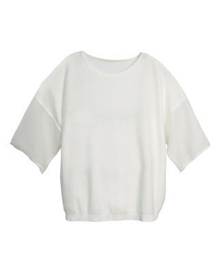 RIPPLE SLEEVE TOP - EGGSHELL