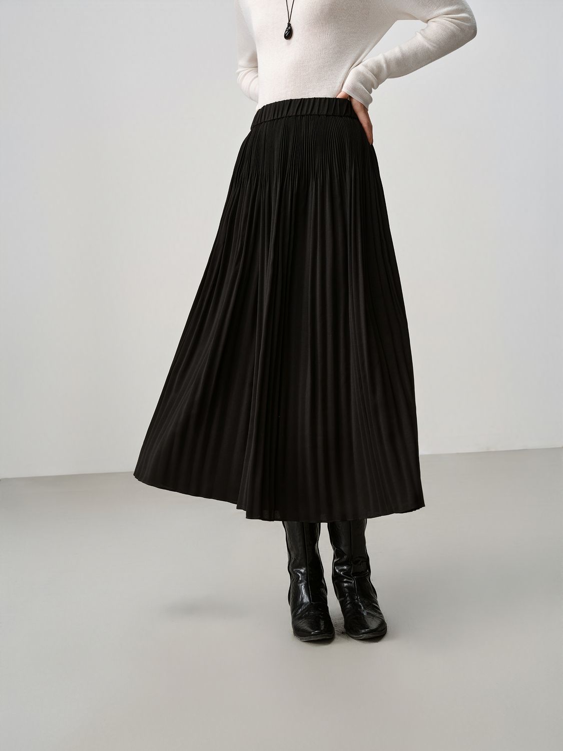 PLEATED CULTOTTES - BLACK