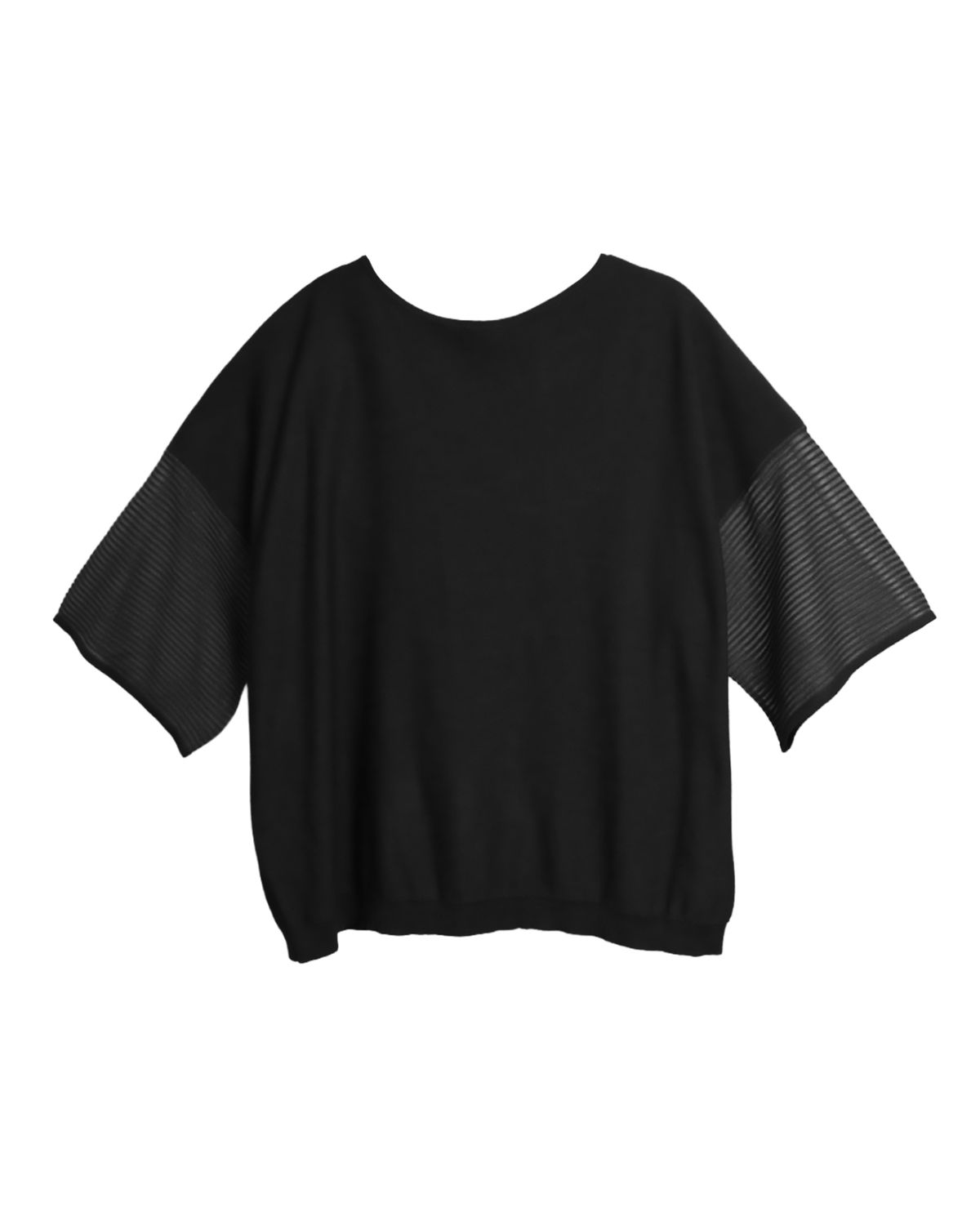 RIPPLE SLEEVE TOP - BLACK