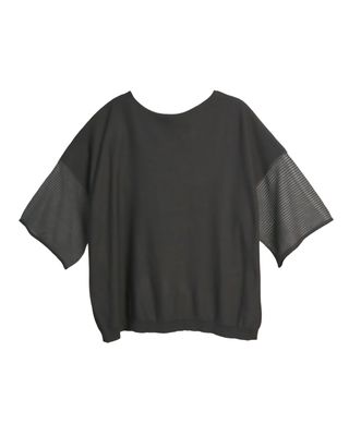 RIPPLE SLEEVE TOP - DARK GREY