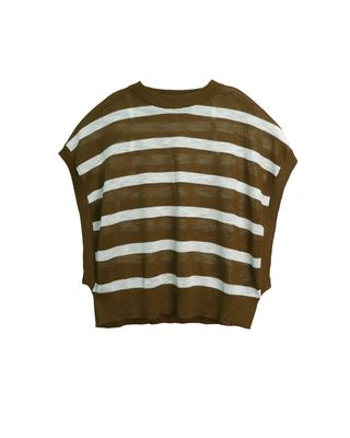 STRIPED BOXY TOP - GINGER/EGGSHELL