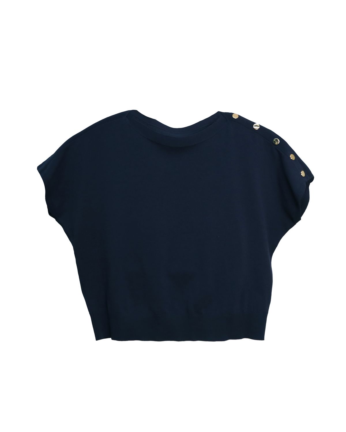 BUTTON BOXY TOP - NAVY