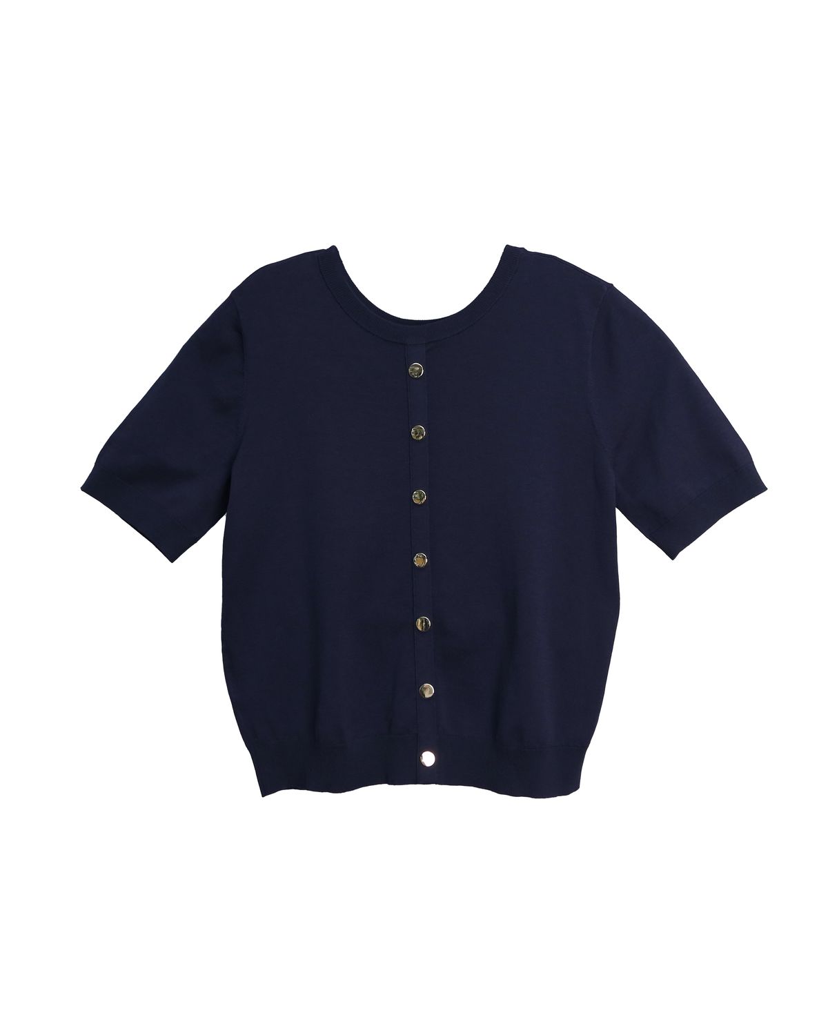 BUTTON SHORT SLEEVES TOP - NAVY