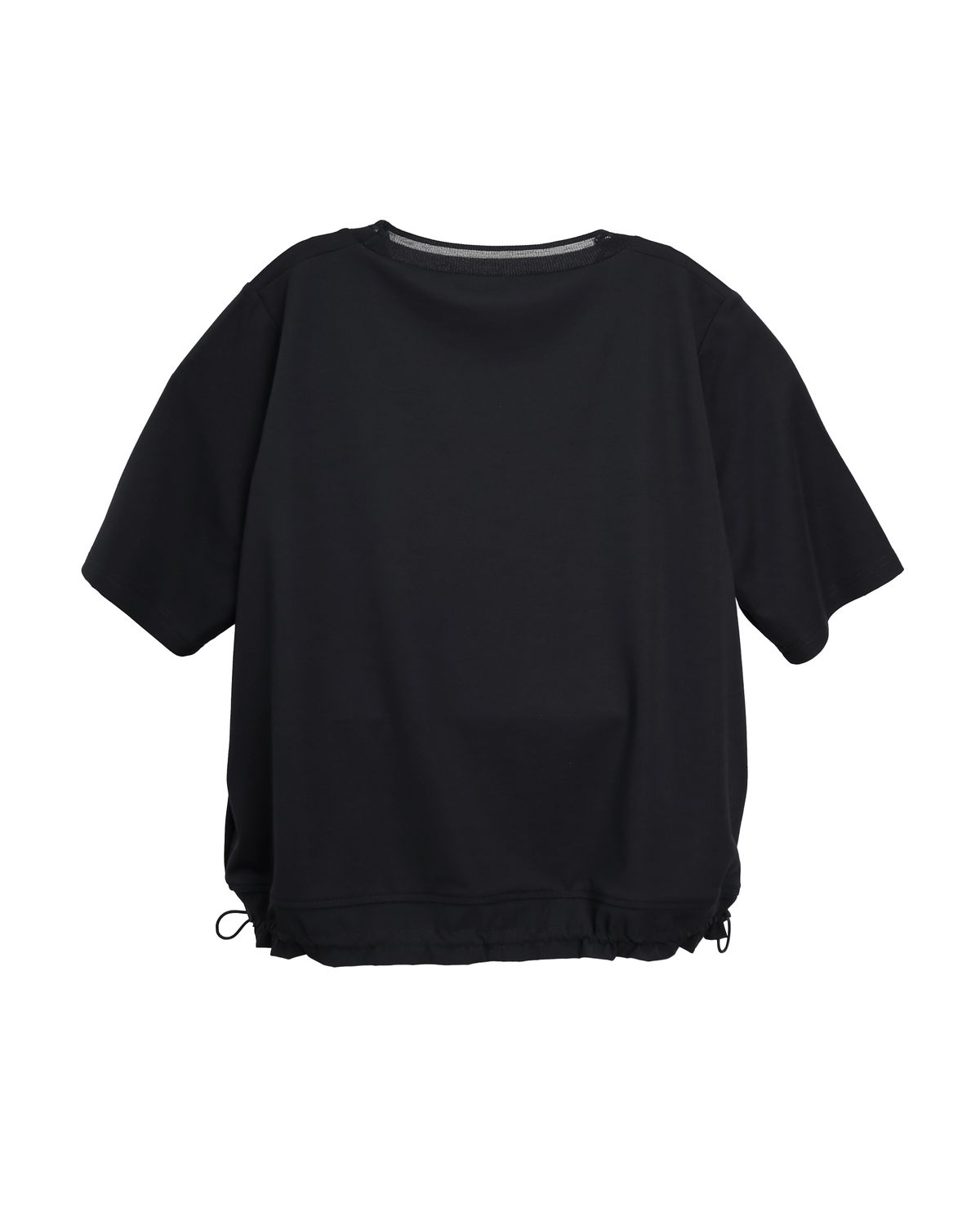 DRAWSTRING HEM TOP - BLACK/BLACK