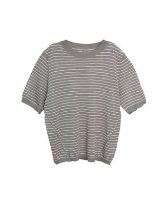 STRIPED SHORT SLEEVES TOP - ALMOND/DOLPHIN
