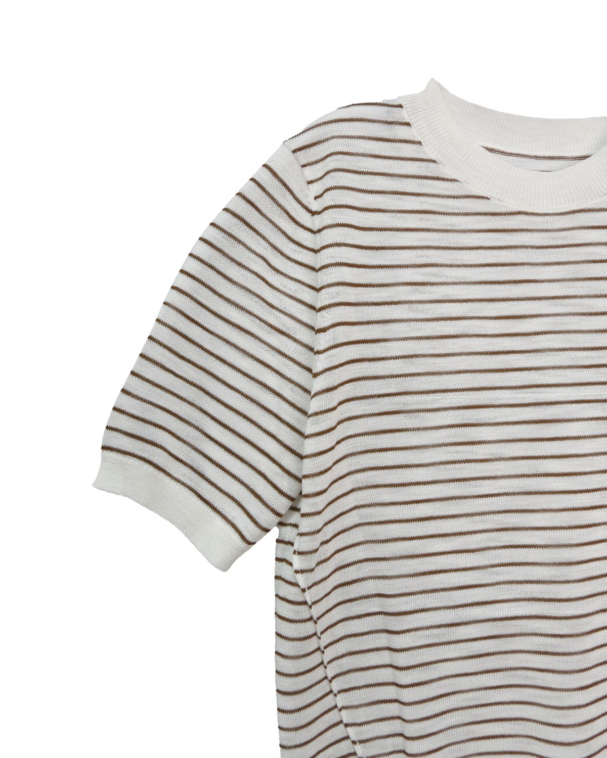 STRIPED SHORT SLEEVES TOP - GINGER/EGGSHELL