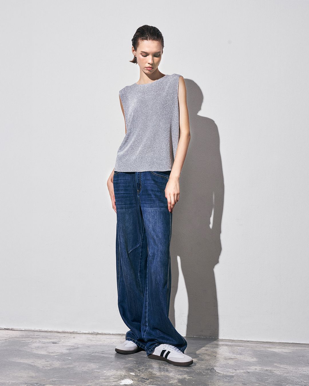 METALLIC TANK TOP - SILVER