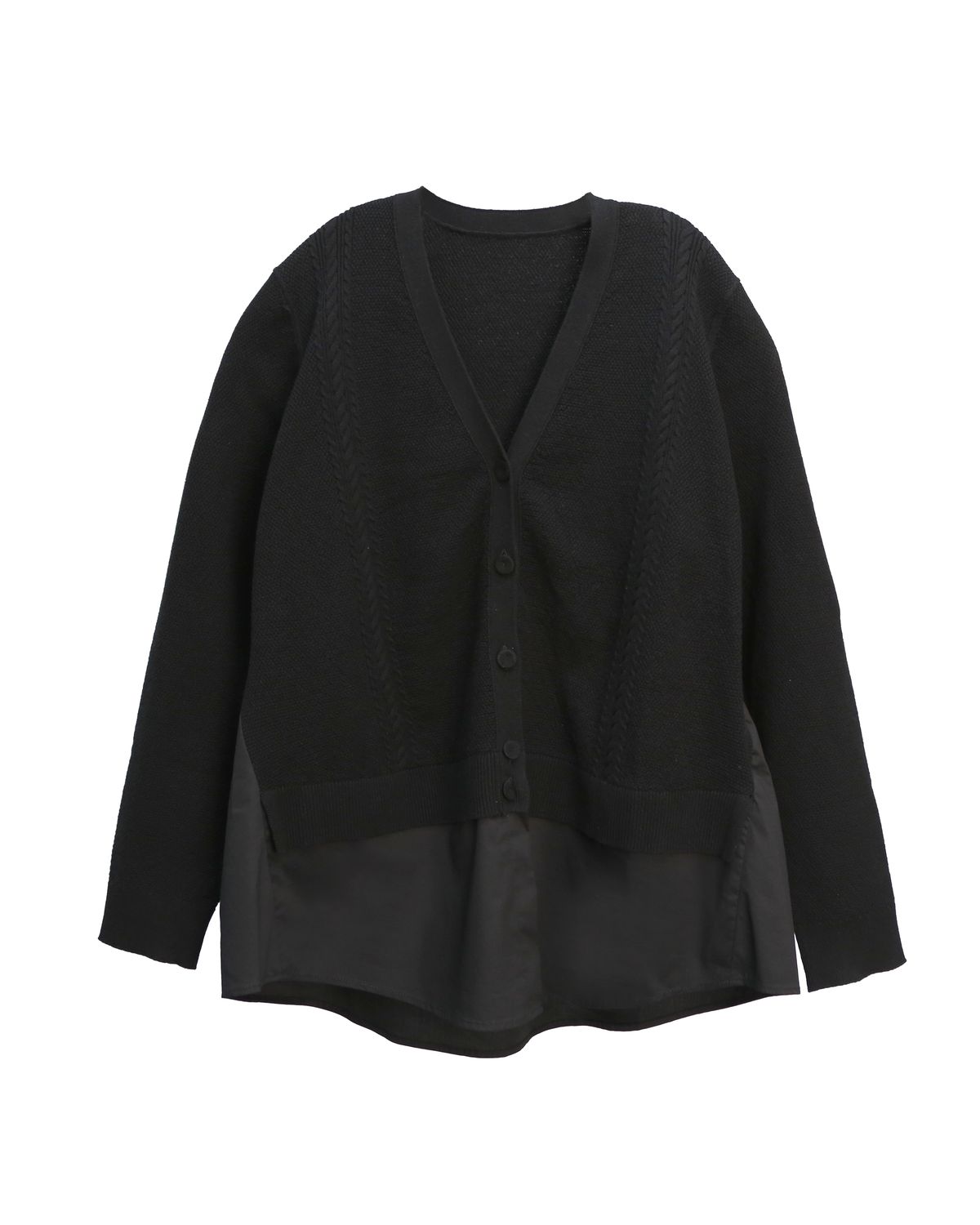 SHIRT HEM CARDIGAN - BLACK/BLACK