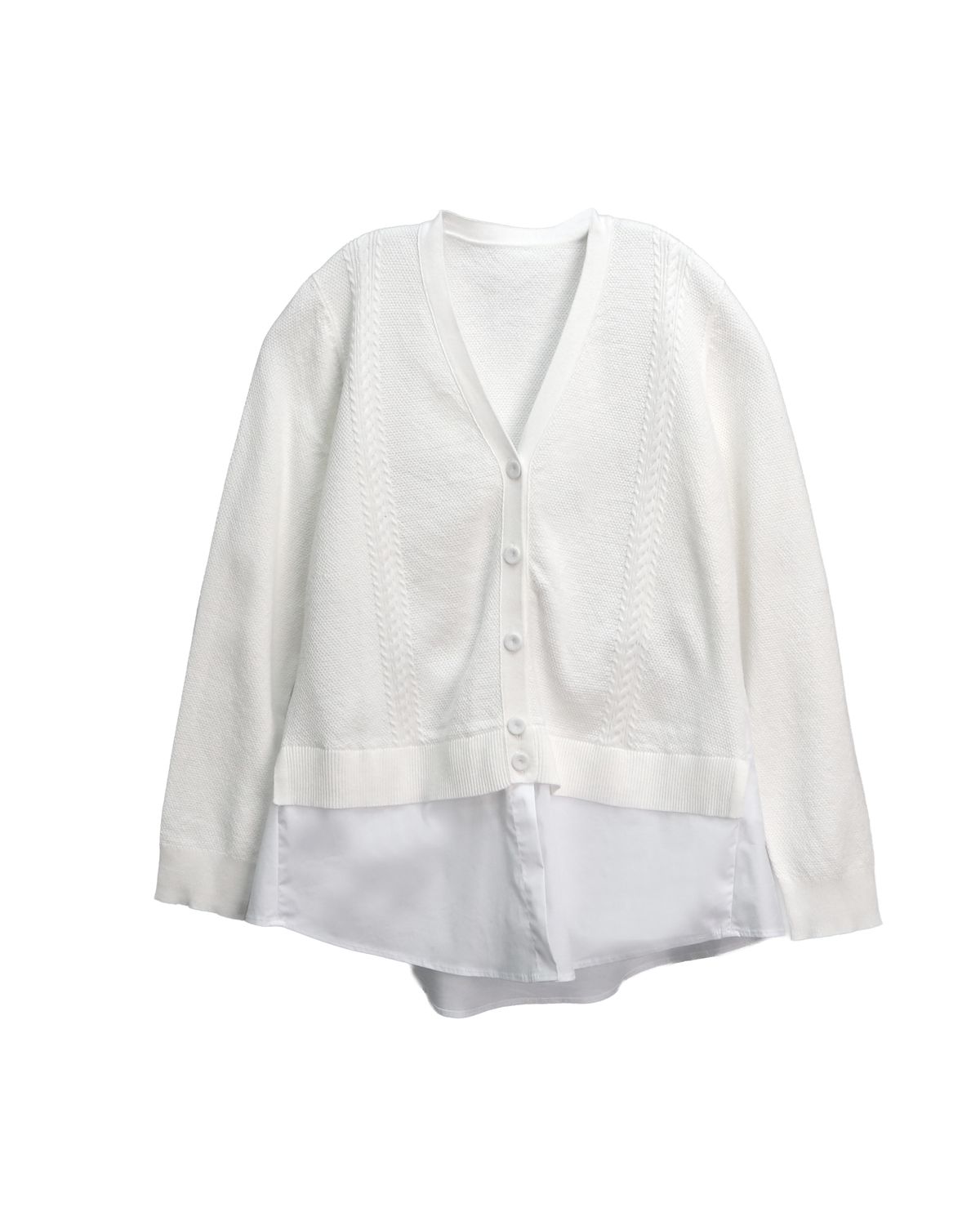 SHIRT HEM CARDIGAN - EGGSHELL/EGGSHELL