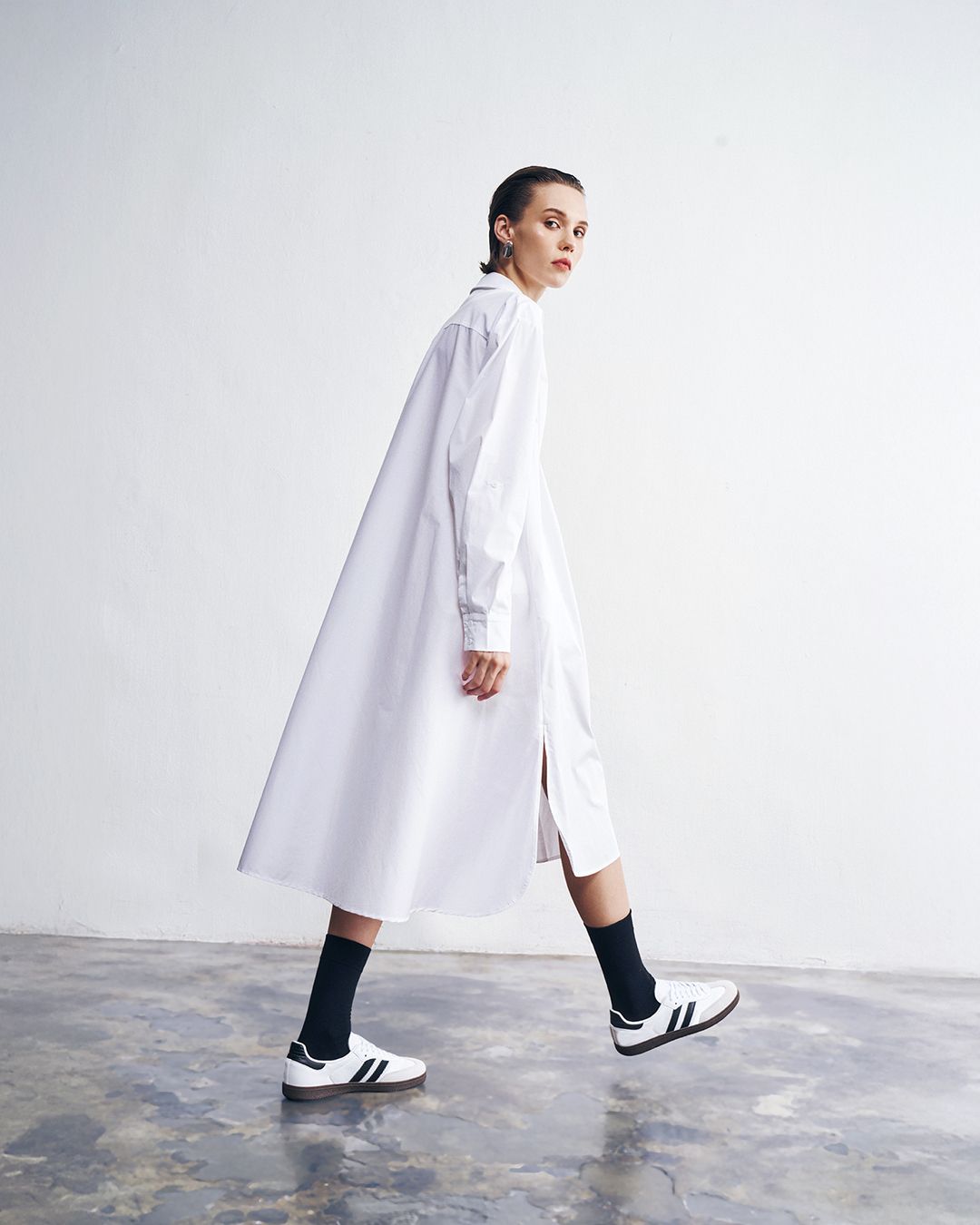 MIDI SHIRT DRESS - EGGSHELL