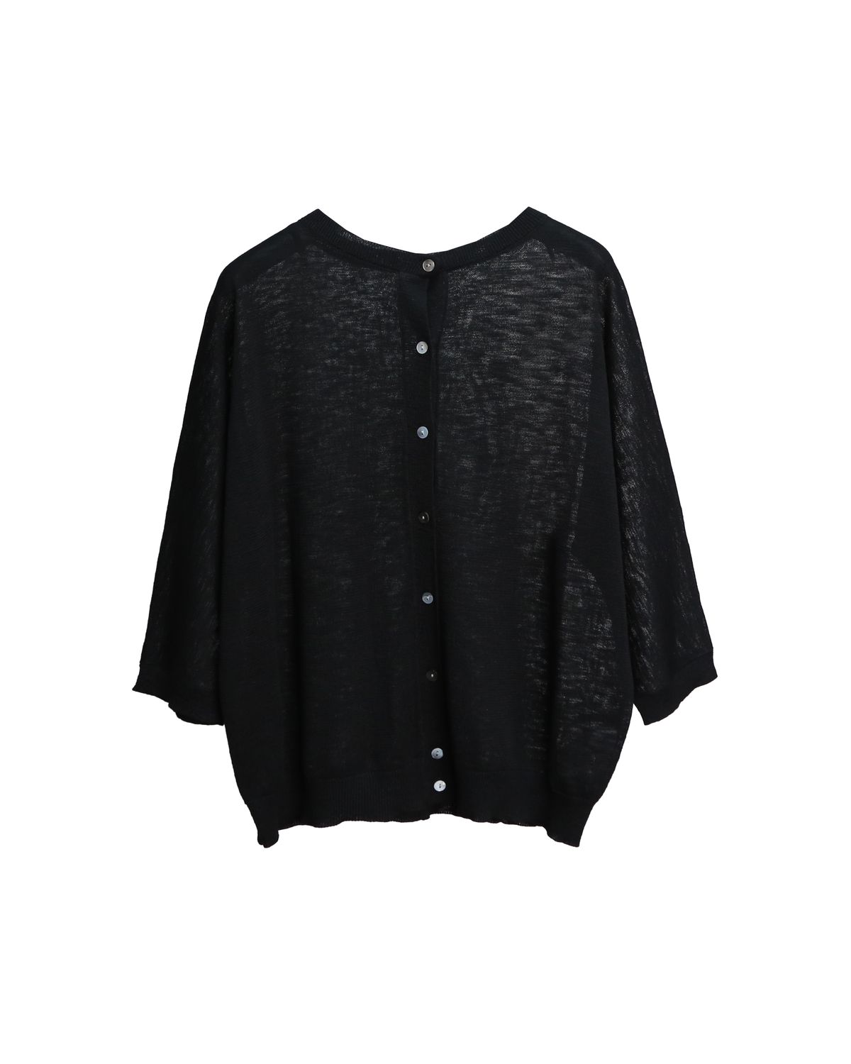 STRIPED BUTTON CARDIGAN - BLACK