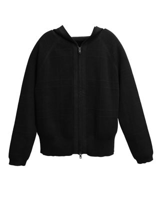 JACQUARD KNIT JACKET - BLACK