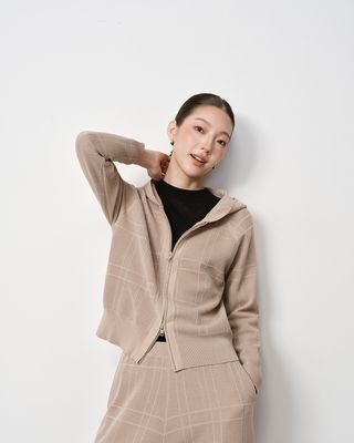 JACQUARD KNIT JACKET - SAND