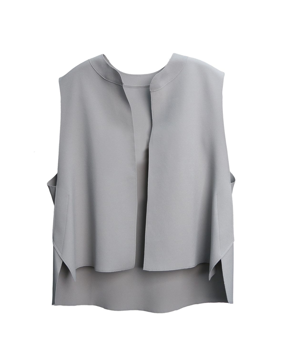 HIGH LOW HEM VEST - STEAM